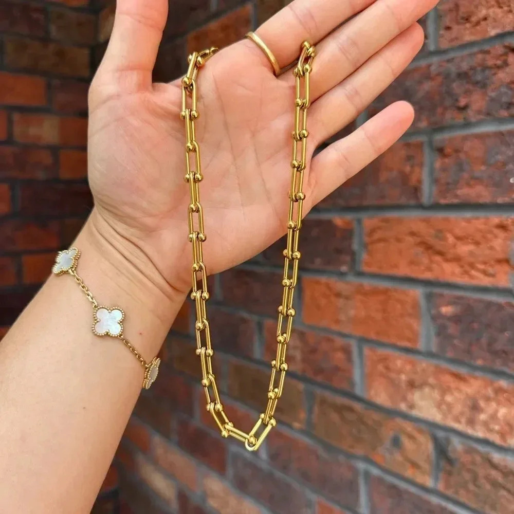 Hardware Graduated Link Gold STAINLESS STEEL Waterproof Necklace - Picture 10 of 16